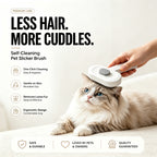 Pet Slicker Brush For Cats & Dogs, Self-Cleaning Grooming Brush With One-Click Hair Removal, Gentle Deshedding Tool For Long & Short Hair, Skin-Friendly Pet Grooming Comb - FurEase