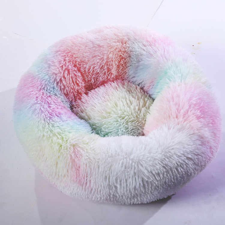 Calming Plush Pet Nest Bed – Ultra Soft Anti-Anxiety Donut Cushion for Dogs & Cats - FurEase