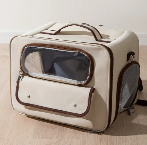 Pet Adventure Carrier - Breathable Travel Backpack with Transparent Window & Storage Pockets