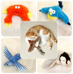 Interactive Plush Pet Toy - Jumping Fish & Flapping Bird for Endless Pet Fun
