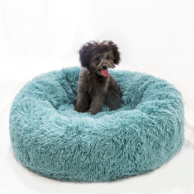 Calming Plush Pet Nest Bed – Ultra Soft Anti-Anxiety Donut Cushion for Dogs & Cats - FurEase