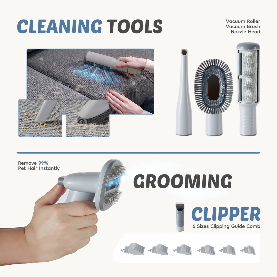 Professional Dog Grooming Clippers With 2.5L Cup, 3 Suction Modes, Cordless Clippers, 5 Groomer Tools, Low Noise Pet Hair Trimmer For - FurEase