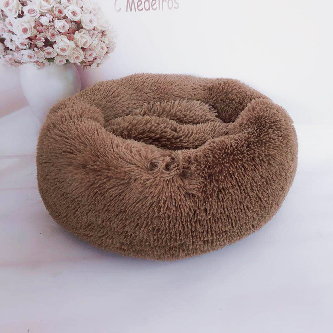 Calming Plush Pet Nest Bed – Ultra Soft Anti-Anxiety Donut Cushion for Dogs & Cats - FurEase
