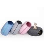 2 in 1 Foldable Cat Tunnel Bed Donut Plush Round Indoor Cat Nest Play Cave Cushion Warm Winter Pet Bed