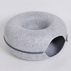 2 in 1 Foldable Cat Tunnel Bed Donut Plush Round Indoor Cat Nest Play Cave Cushion Warm Winter Pet Bed