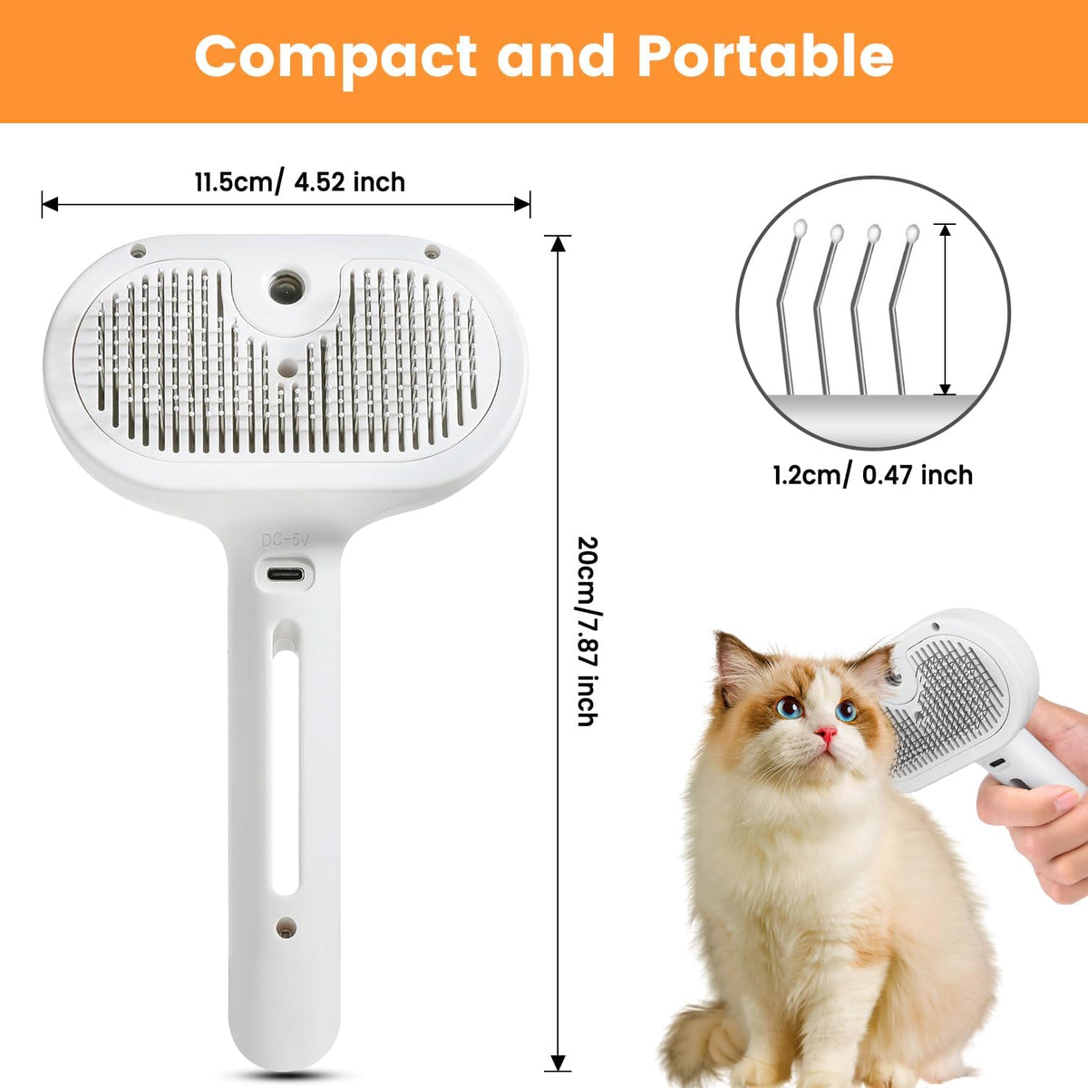 3 In 1 Cat Steam Brush, Pet Steam Brush For Cat Dog Long Short Haired, Pet Spray Hair Removal Comb For Small Animals Shedding & Grooming, Water Mist Spray Brushes With Release Button - FurEase