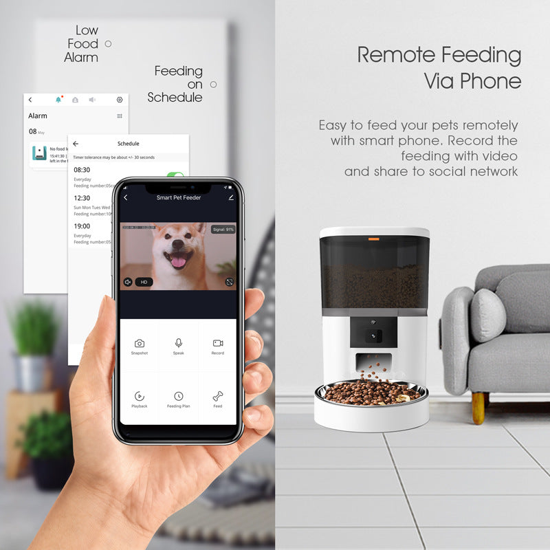 Smart Automatic Pet Feeder with HD Camera & WiFi – Timed Cat & Dog Food Dispenser - FurEase