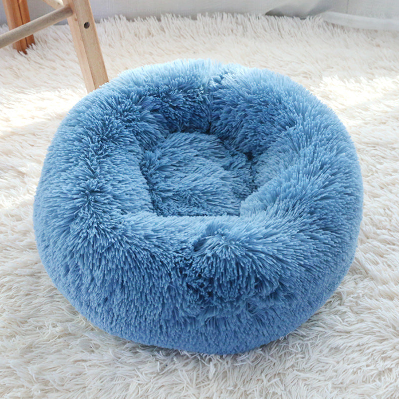 Calming Plush Pet Nest Bed – Ultra Soft Anti-Anxiety Donut Cushion for Dogs & Cats - FurEase