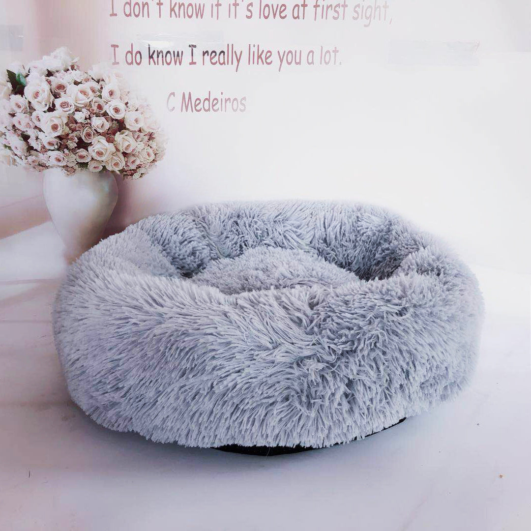 Calming Plush Pet Nest Bed – Ultra Soft Anti-Anxiety Donut Cushion for Dogs & Cats - FurEase