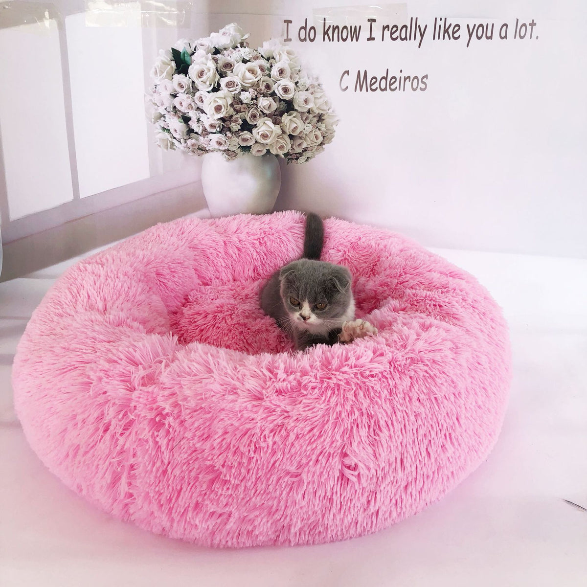 Calming Plush Pet Nest Bed – Ultra Soft Anti-Anxiety Donut Cushion for Dogs & Cats - FurEase