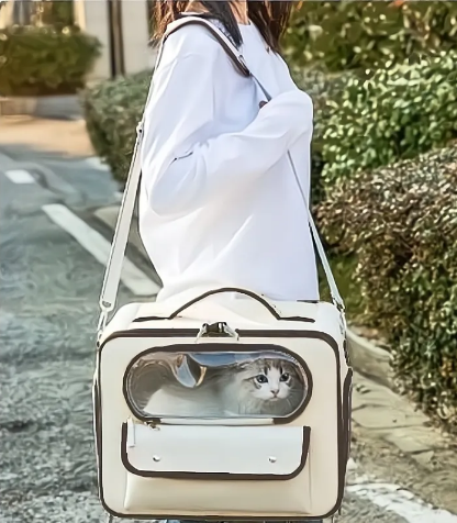 Pet Adventure Carrier - Breathable Travel Backpack with Transparent Window & Storage Pockets