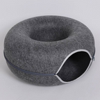 FurEase™ Donut Cat Bed & Tunnel | 2-in-1 Cozy Plush Nest & Play Tunnel for Cats - FurEase