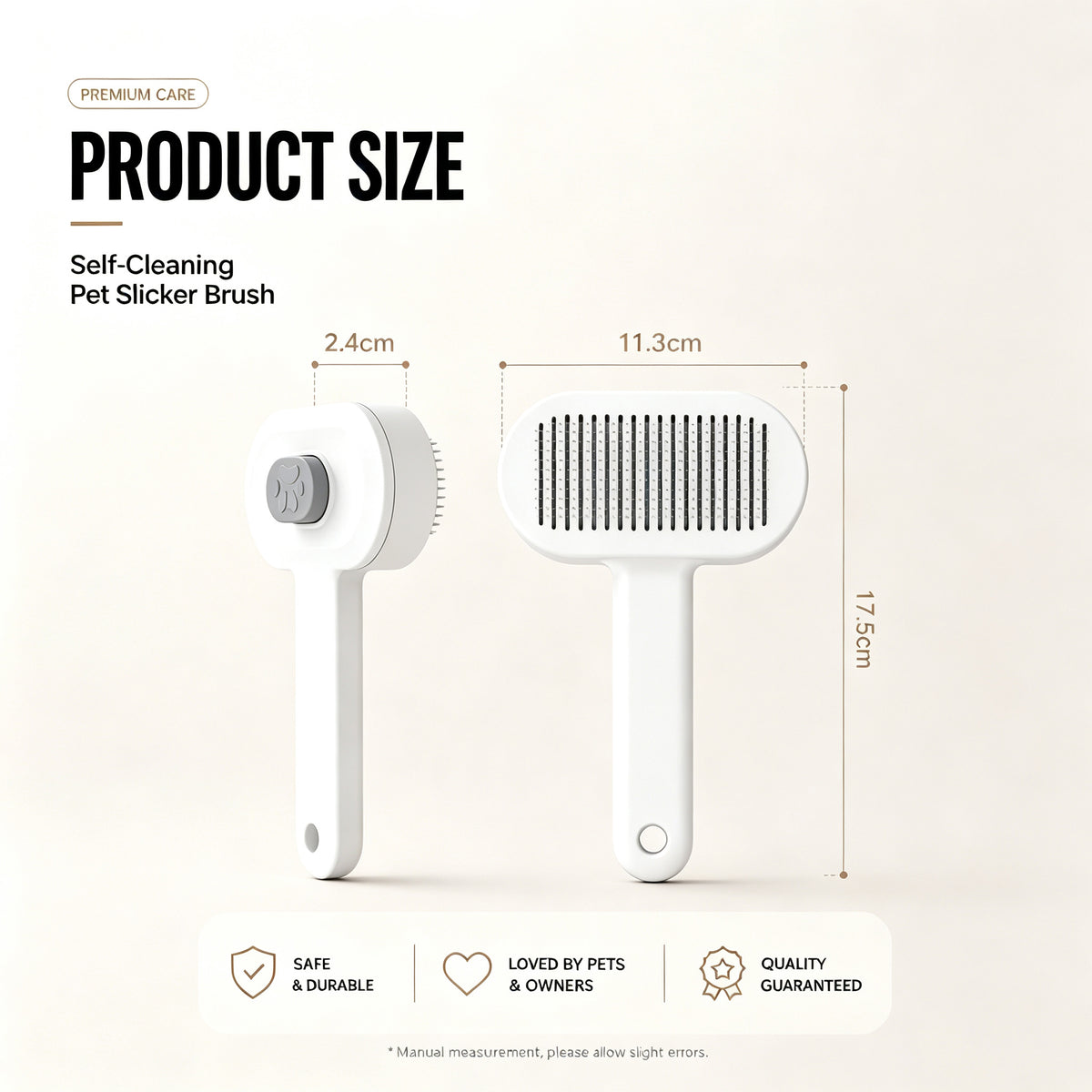 Pet Slicker Brush For Cats & Dogs, Self-Cleaning Grooming Brush With One-Click Hair Removal, Gentle Deshedding Tool For Long & Short Hair, Skin-Friendly Pet Grooming Comb - FurEase