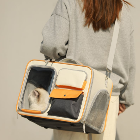 Pet Adventure Carrier - Breathable Travel Backpack with Transparent Window & Storage Pockets