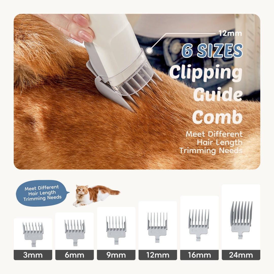 Professional Dog Grooming Clippers With 2.5L Cup, 3 Suction Modes, Cordless Clippers, 5 Groomer Tools, Low Noise Pet Hair Trimmer For - FurEase