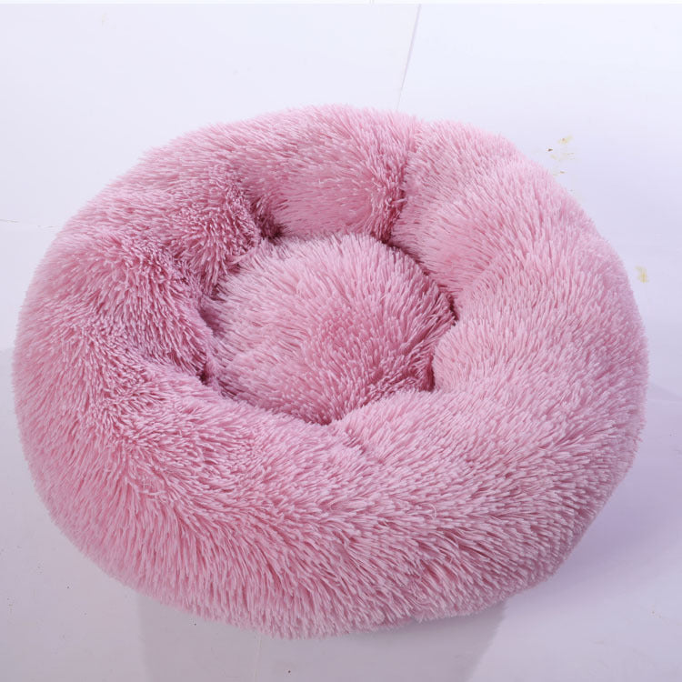 Calming Plush Pet Nest Bed – Ultra Soft Anti-Anxiety Donut Cushion for Dogs & Cats - FurEase