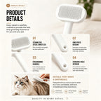 Pet Slicker Brush For Cats & Dogs, Self-Cleaning Grooming Brush With One-Click Hair Removal, Gentle Deshedding Tool For Long & Short Hair, Skin-Friendly Pet Grooming Comb - FurEase