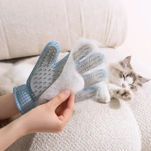 2-in-1 Pet Grooming Glove - Double-Sided Deshedding & Massage Brush For Cats Or Dogs, Removes Loose Hair From Fur & Furniture, Ultra-Soft Easy-Clean Mitt-single Glove - FurEase