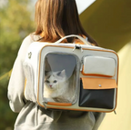 Pet Adventure Carrier - Breathable Travel Backpack with Transparent Window & Storage Pockets