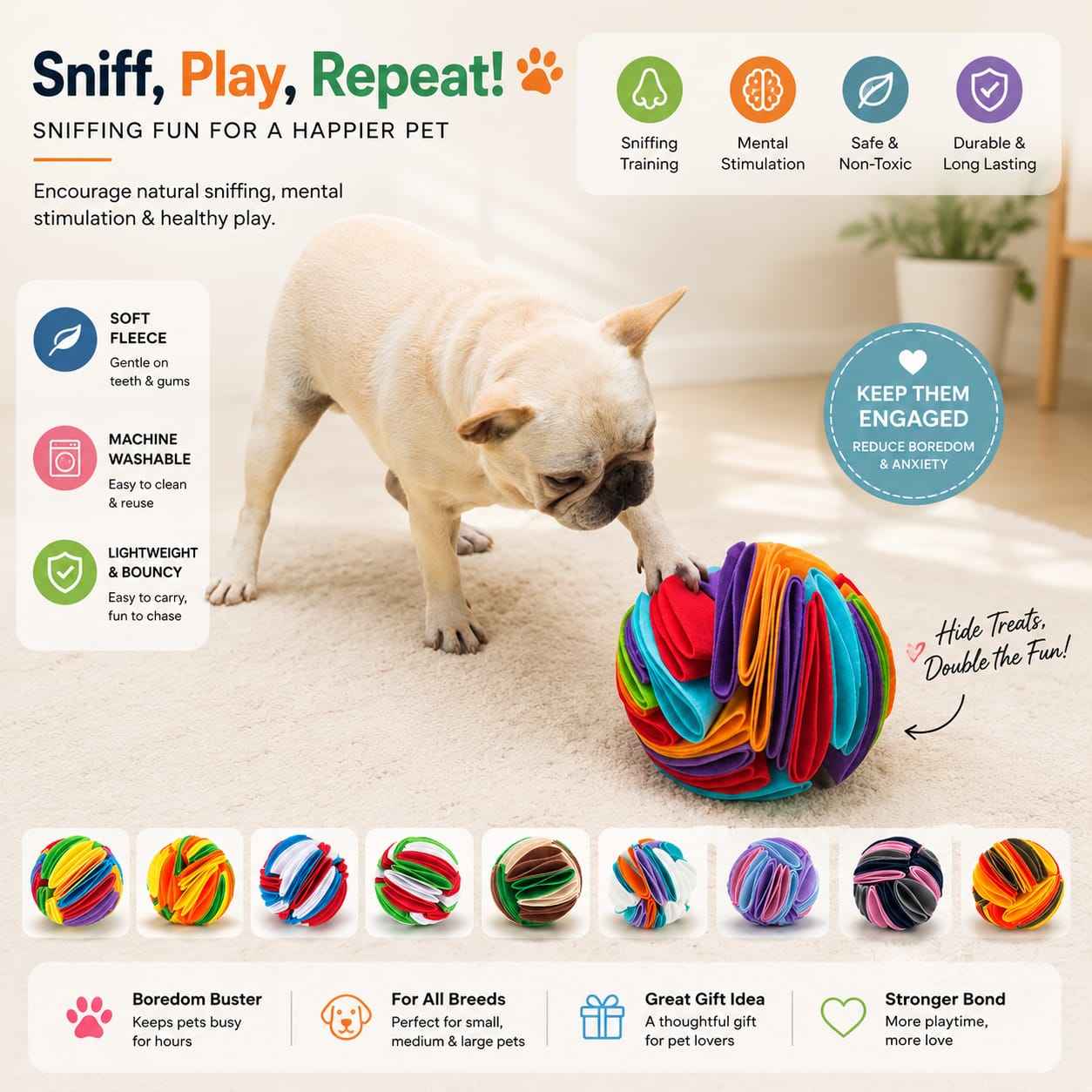 Interactive Nose Work Toy for Dogs - FurEase™ Foldable Snuffle Ball