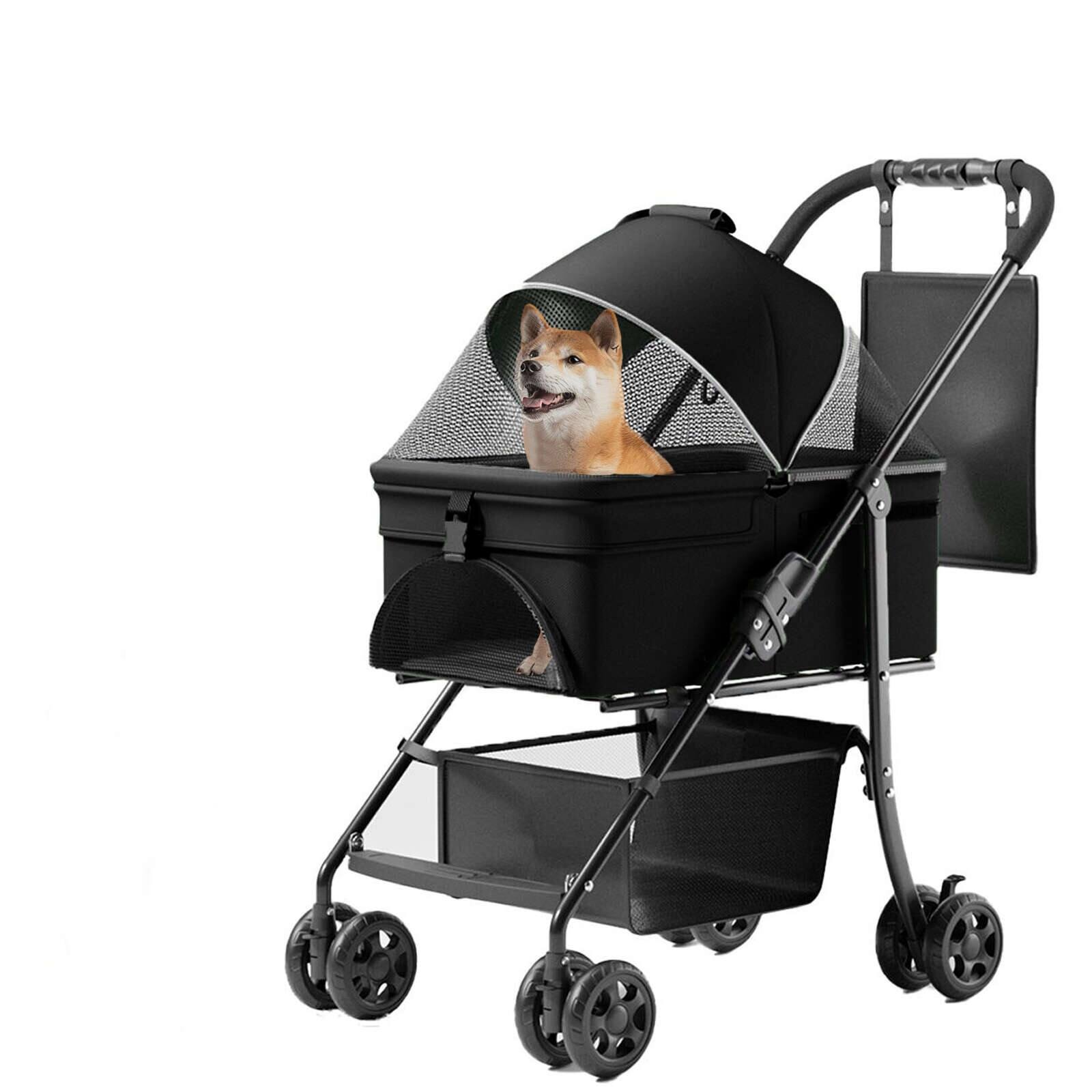 3-in-1 Foldable Dog Stroller - Detachable Carrier & Mesh Canopy