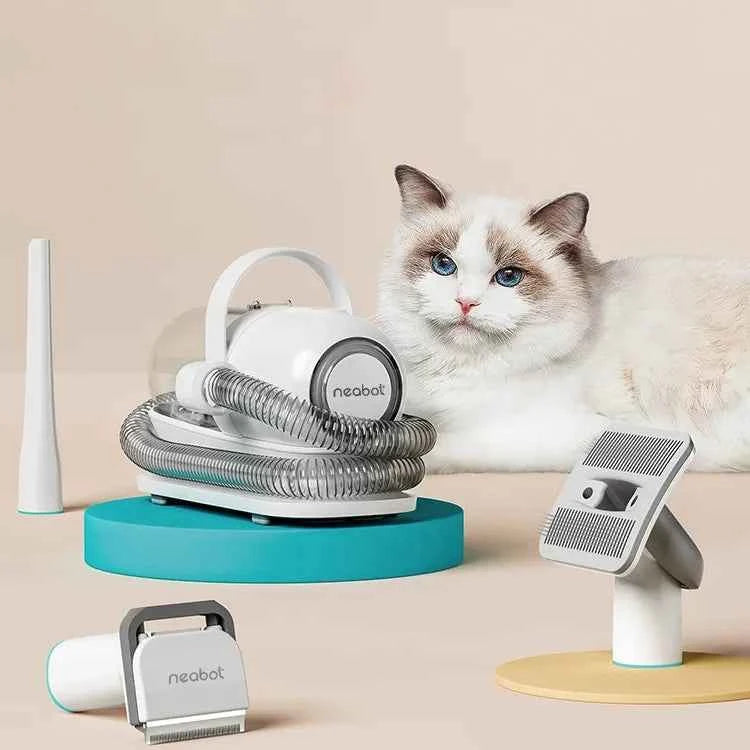 Quiet Pet Grooming Vacuum Kit Low Noise Dog Hair Clipper Suction Deshedding Brush Set for Shedding Cats & Dogs