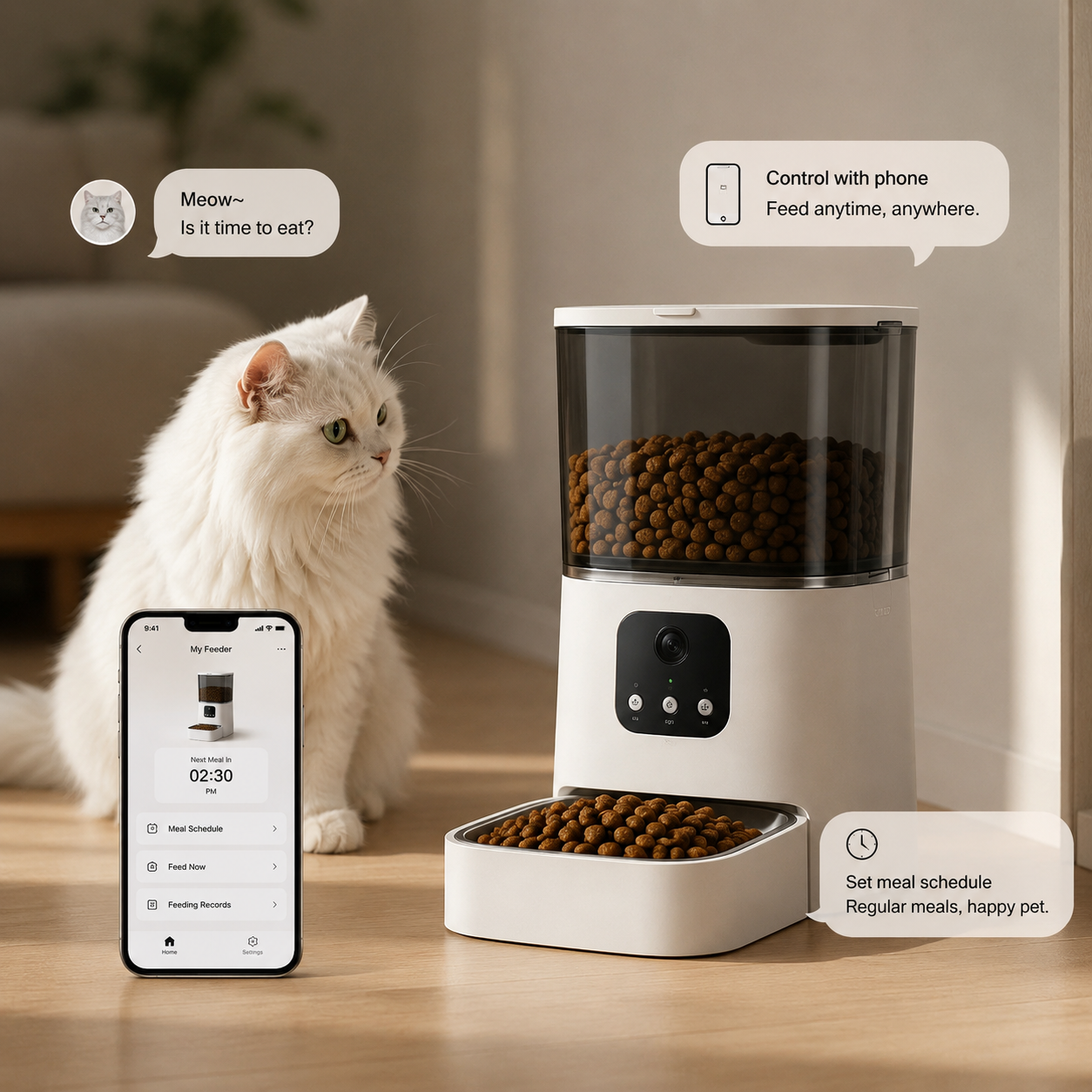 Smart Serve Automatic Pet Feeder with Camera & Portion Control