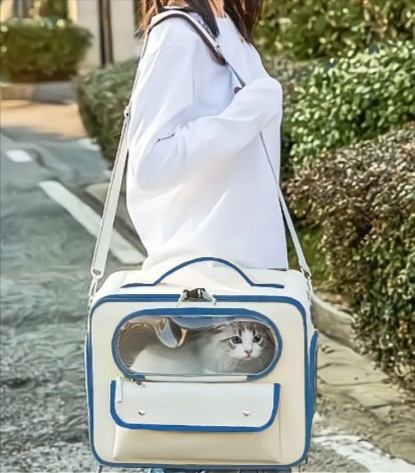 Pet Adventure Carrier - Breathable Travel Backpack with Transparent Window & Storage Pockets