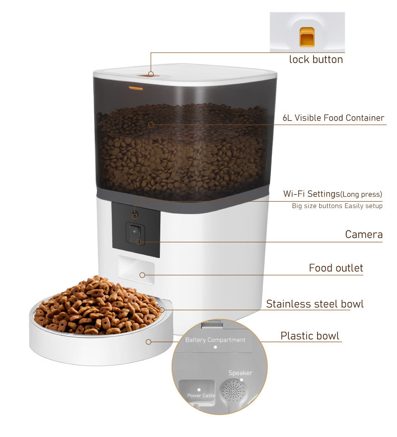 Smart Automatic Pet Feeder with HD Camera & WiFi – Timed Cat & Dog Food Dispenser - FurEase