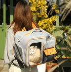 Pet Adventure Carrier - Breathable Travel Backpack with Transparent Window & Storage Pockets