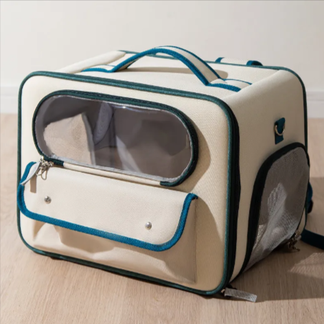 Pet Adventure Carrier - Breathable Travel Backpack with Transparent Window & Storage Pockets