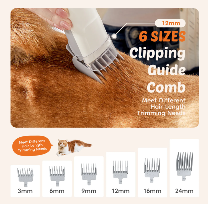 Dog Hair Clipper with Vacuum, Low Noise Pet Grooming Vacuum, Shedding Brush Suction Kit