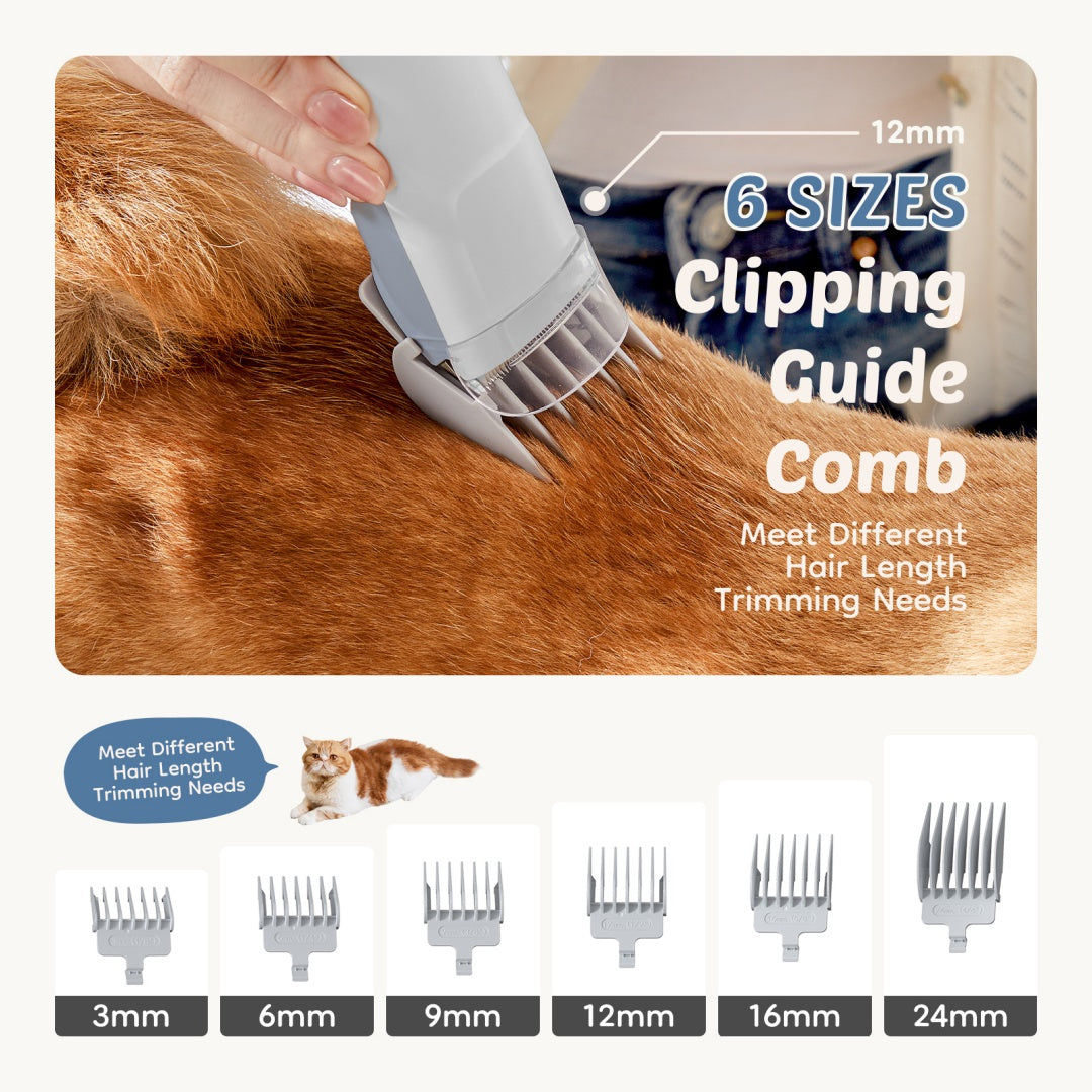 Professional Dog Grooming Clippers With 2.5L Cup, 3 Suction Modes, Cordless Clippers, 5 Groomer Tools, Low Noise Pet Hair Trimmer For - FurEase