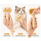 Cute Cartoon Bear Self-Cleaning Pet Brush Universal Deshedding Comb For Cats And Dogs Removes Loose Fur & Detangles Comfortable Non-Slip Handle Pet Grooming Tool - FurEase