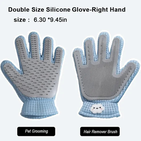 2-in-1 Pet Grooming Glove - Double-Sided Deshedding & Massage Brush For Cats Or Dogs, Removes Loose Hair From Fur & Furniture, Ultra-Soft Easy-Clean Mitt-single Glove - FurEase