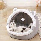 Cozy Winter Velvet Cat House – Warm Enclosed Sleeping Cave Bed for Indoor Cats & Small Dogs - FurEase