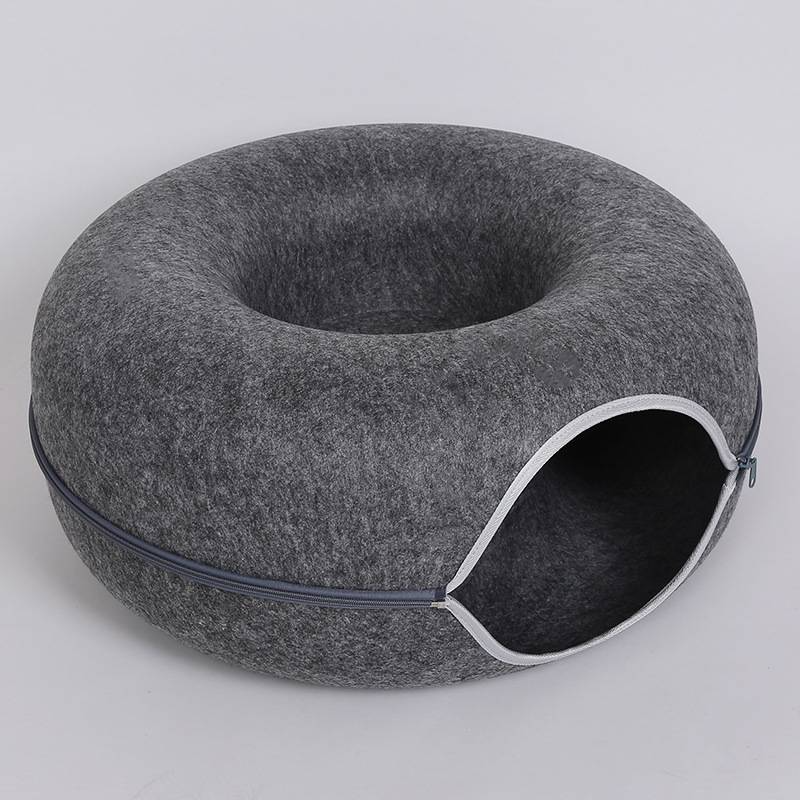FurEase™ Donut Cat Bed & Tunnel | 2-in-1 Cozy Plush Nest & Play Tunnel for Cats - FurEase