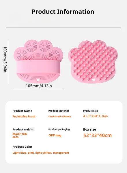 Dog Bath Brush,Pet Bath Comb Brush Soothing Massage Rubber Comb,Pet Bathing Brush - FurEase